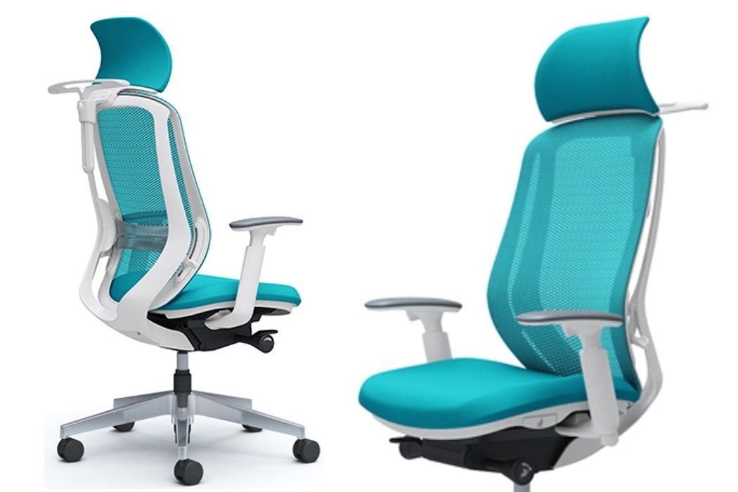 Elegantní Křeslo OKAMURA SYLPHY Bílý plast Blue Green