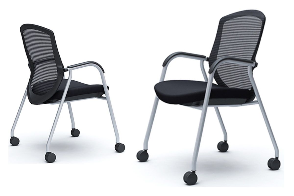OKAMURA CONTESSA GUEST Silver base Black mesh Chair