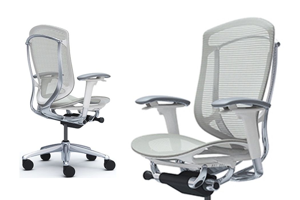 OKAMURA CONTESSA SECONDA White shell Light grey Mesh Chair