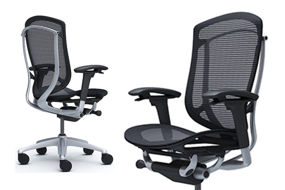 OKAMURA CONTESSA SECONDA Silver frame Black mesh Chair