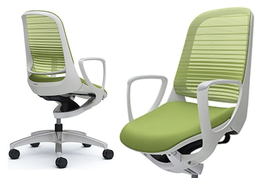 OKAMURA LUCE White body Lime Green Gradated Mesh Chair