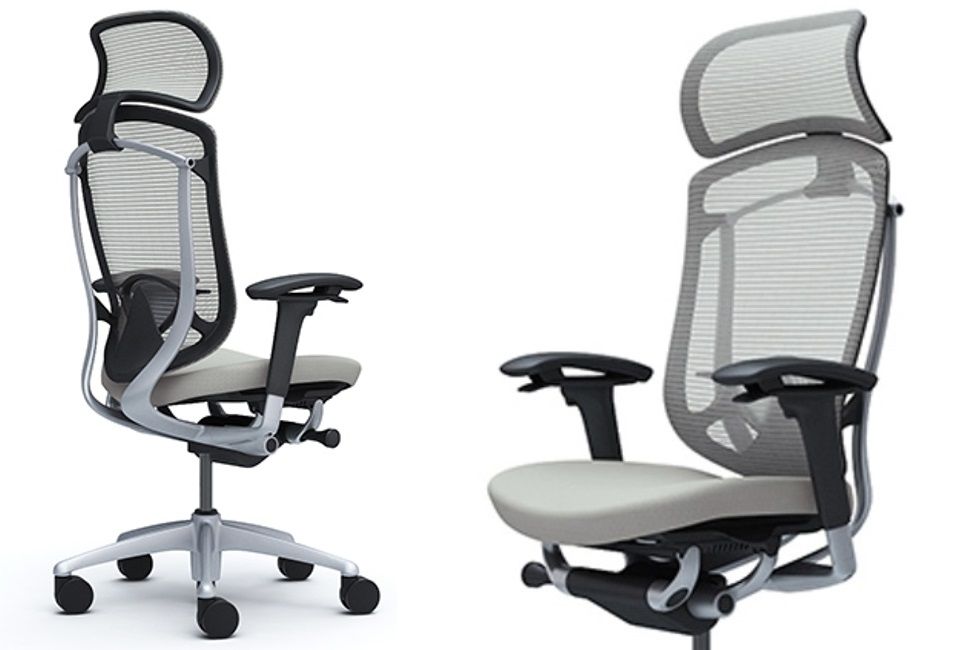 Chefsessel OKAMURA CONTESSA SECONDA Sitz Stoff Hellgrau, Alurahmen Silber