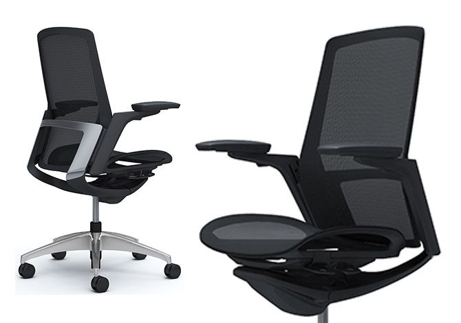 Židle OKAMURA FINORA Сhromový rám Černý plast Sedak Černá Síťovina