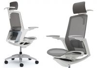 OKAMURA FINORA Chrome back frame White body Medium Grey mesh Chair