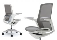 OKAMURA FINORA Chrome back frame White body Medium Grey mesh Chair