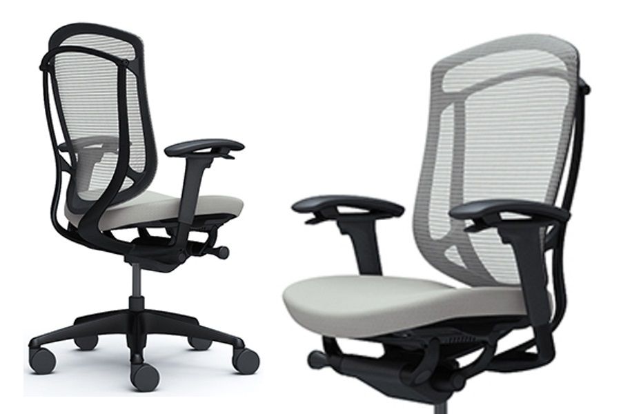 OKAMURA CONTESSA SECONDA Black frame Light Grey cushion seat Chair