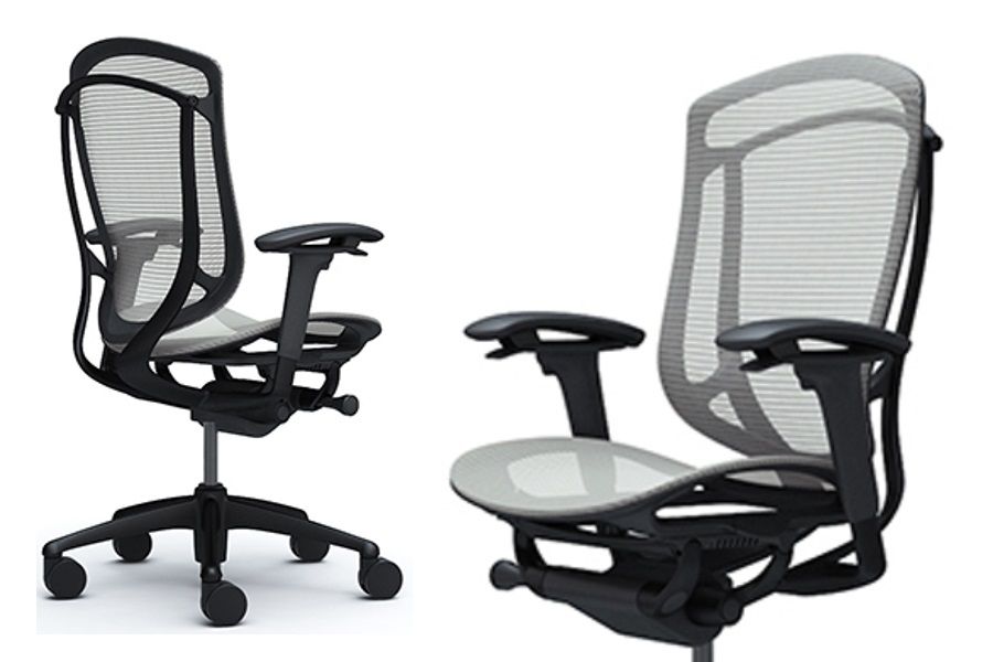 OKAMURA CONTESSA SECONDA Black shell Light Grey Mesh Seat Chair