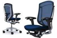 OKAMURA CONTESSA SECONDA Silver frame Dark Blue Cushion Seat Chair