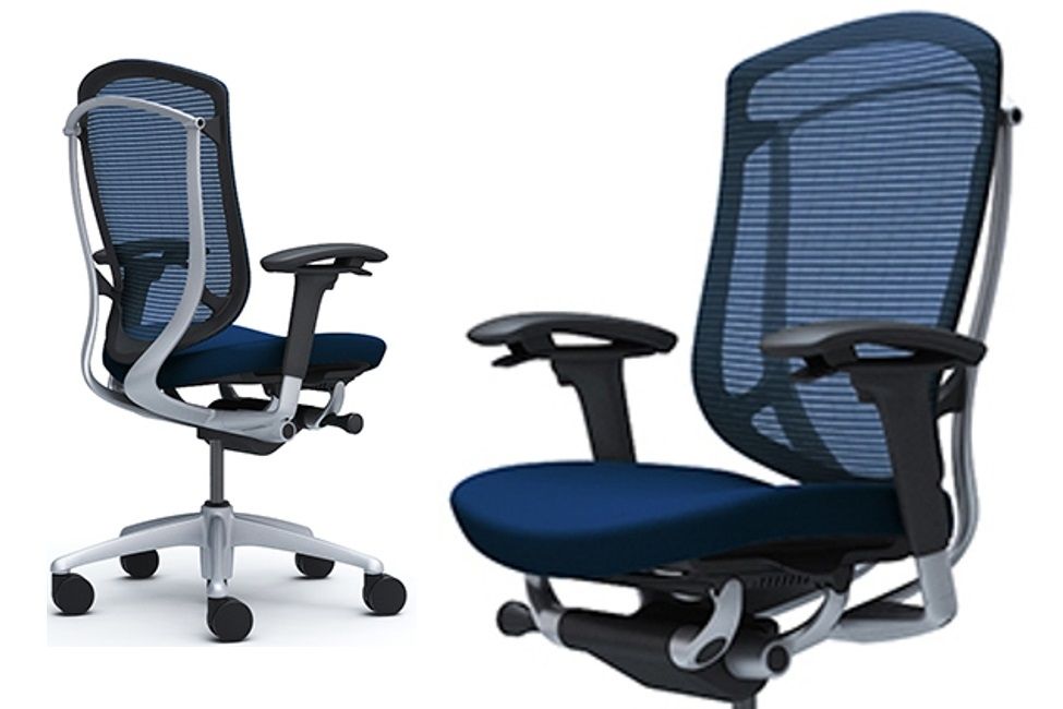 OKAMURA CONTESSA SECONDA Silver frame Dark Blue Cushion Seat Chair
