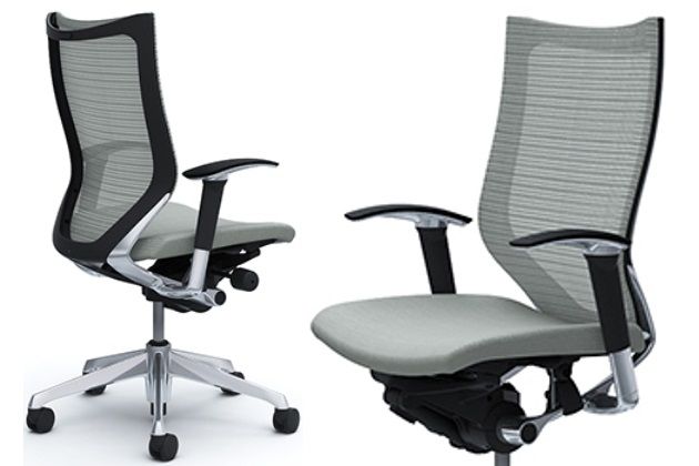 OKAMURA CP Polished frame Light Grey Cushion Seat Chair