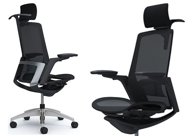 OKAMURA FINORA Chrome back frame Black body Black mesh Chair